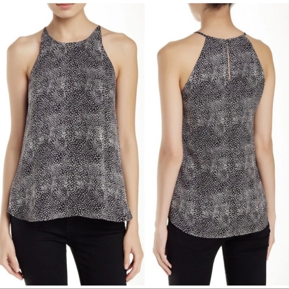 Joie Womens Sz S 100% Silk Black Dot Feather Print Tank Top Cami Blouse